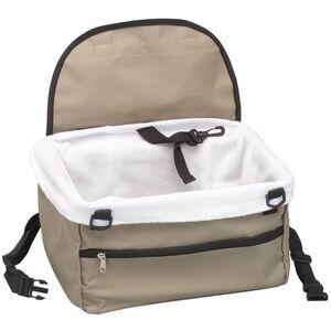 Dog Cat Pet Car Booster Set Faux Sheepskin Lining Zippered Compartment Tan NEW